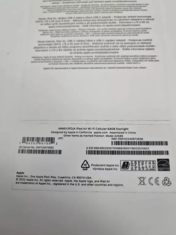 TABLET APPLE IPAD AIR 5 CELLULAR A2589