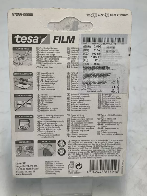 TAŚMA KLEJĄCA W ROLCE Z DOZOWNIKIEM TESA FILM 10 M X 19 MM