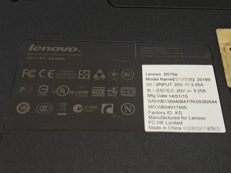LAPTOP LENOVO B575E