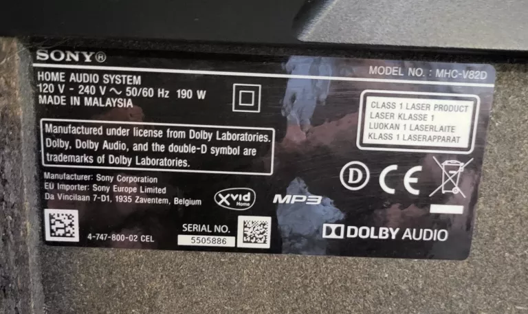 GŁOŚNIK SONY MHC-V82D+PILOT
