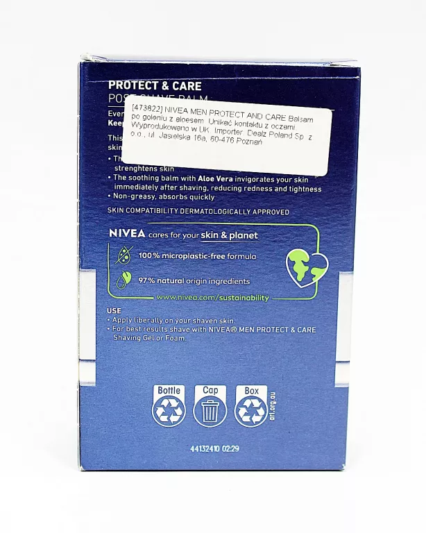 BALSAM PO GOLENIU Z ALOESEM NIVEA MEN PROTECT & CARE 100ML
