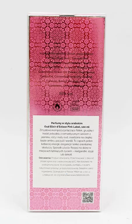 WODA PERFUMOWANA DAMSKA LINN YOUNG OUD ELIXIR D'EXTASE PINK LABEL 100 ML