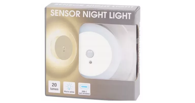 LAMPKA NOCNA CZUJNIK RUCHU ŁADOWANIE USB ŚCIENNA ŚREDNICA 10 CM 20 LUMEN