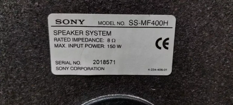 KOLUMNY PODŁOGOWE SONY SS-MF400H 150W + CENTRALNY