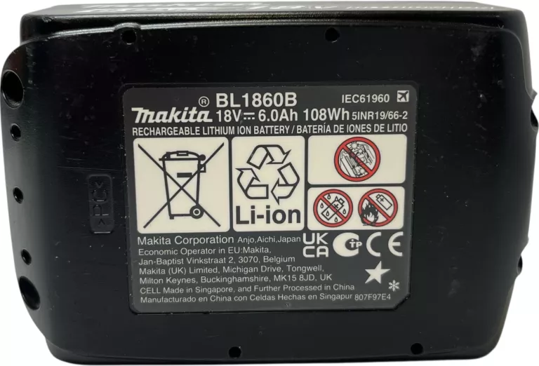 AKUMULATOR MAKITA BL1860B 18V 6.0AH LI-ION – ORYGINALNY