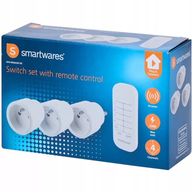 GNIAZDKA SIECIOWE STEROWANE PILOTEM 3 SZT. SMARTWARES BIAŁY USZK.KART