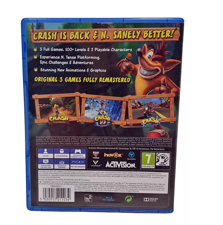GRA CRASH BANDICOOT N-SANE TRILOGY PS4