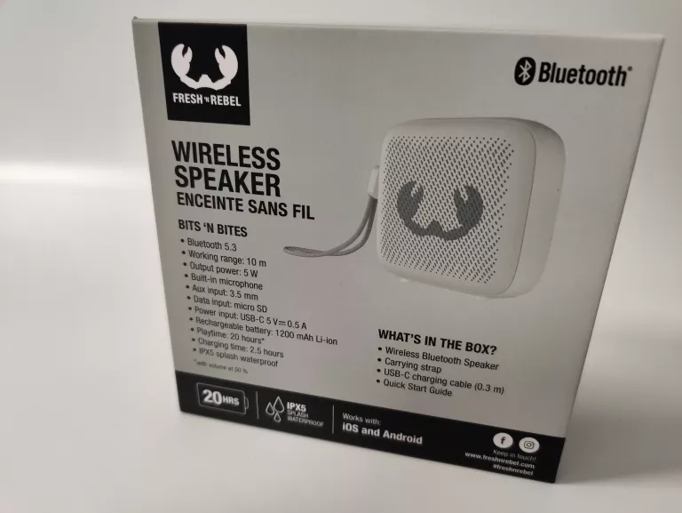 GŁOŚNIK BLUETOOTH FRESH N REBEL SZARY