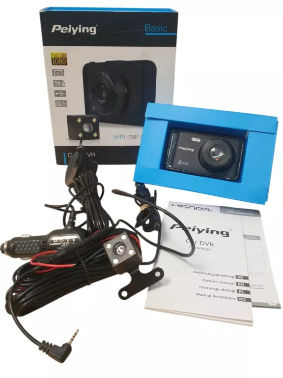 REJESTRATOR SAMOCHODOWY PEIYING BASIC D190 FULL HD 1080P + KAMERA COFANIA