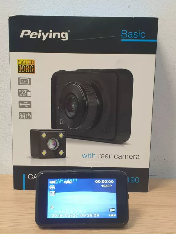 REJESTRATOR SAMOCHODOWY PEIYING BASIC D190 FULL HD 1080P + KAMERA COFANIA