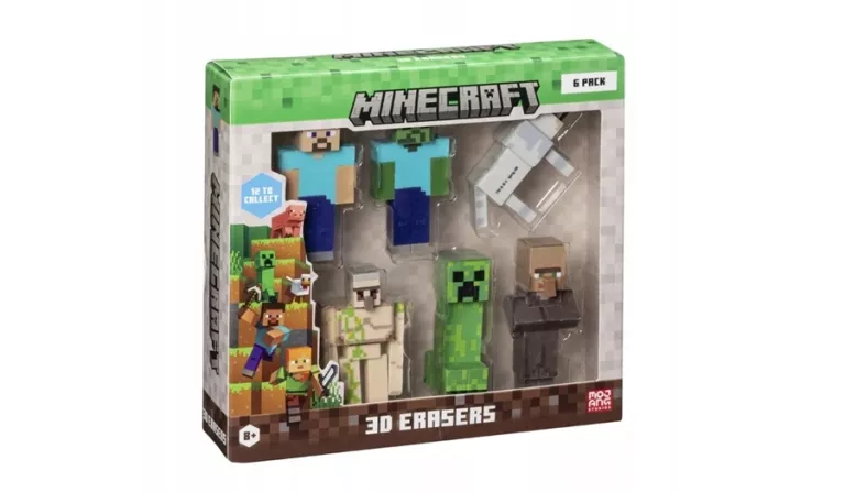 FIGURKA MINECRAFT 3D ERASERS - 6 PACK DELUXE BOX VER.A