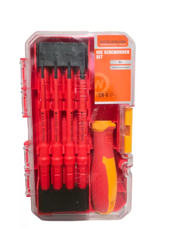 ZESTAW ŚRUBOKRĘTÓW VDE Z WYMIENNYMI KOŃCÓWKAMI WERCKMANN 9 SZT
