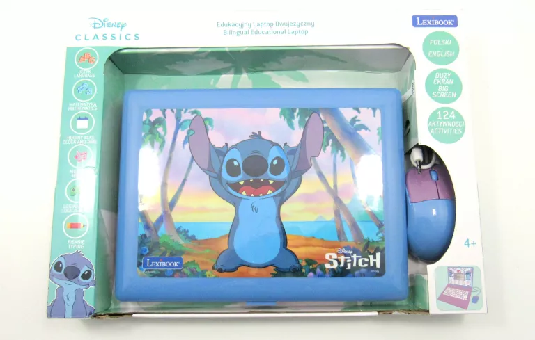 DWUJĘZYCZNY LAPTOP EDUKACYJNY LEXIBOOK STITCH POL/ANG KOMPUTEREK DLA DZIEC