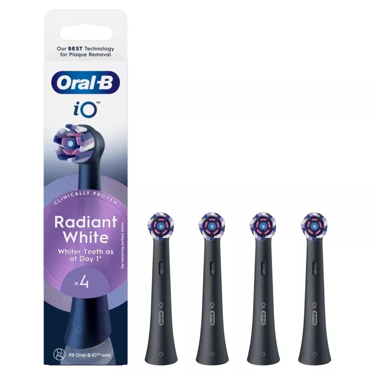 ORYGINALNE KOŃCÓWKI DO SZCZOTECZKI ORAL-B IO RADIANT WHITE 4 SZTUKI CZARNE