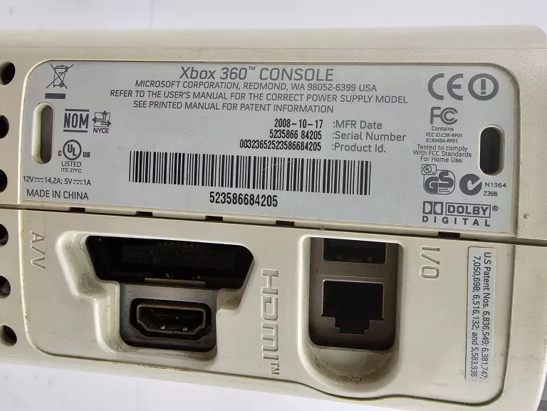 KONSOLA XBOX 360 (FAT) / 2X PADY / OKABLOWANIE