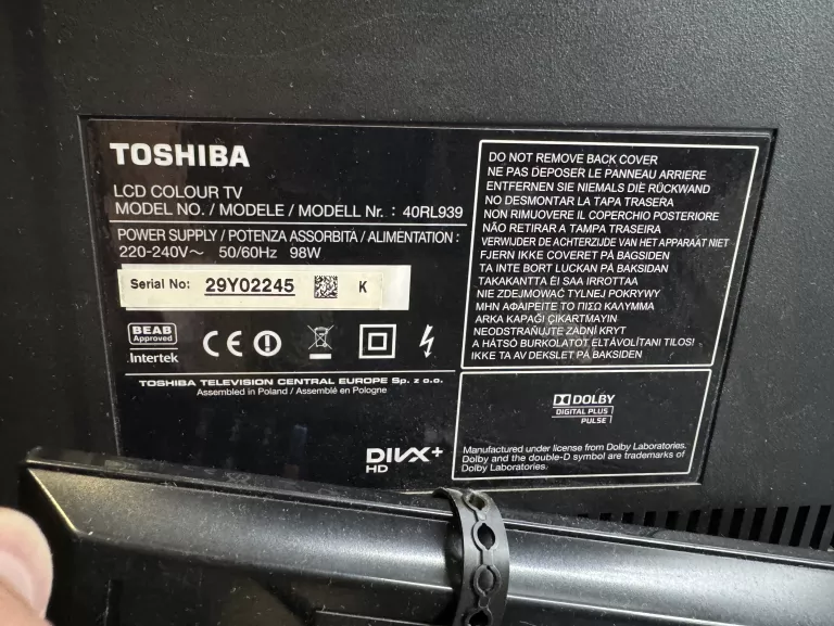 TOSHIBA TV 40" 40RL939 TELEWIZOR LCD + PILOT