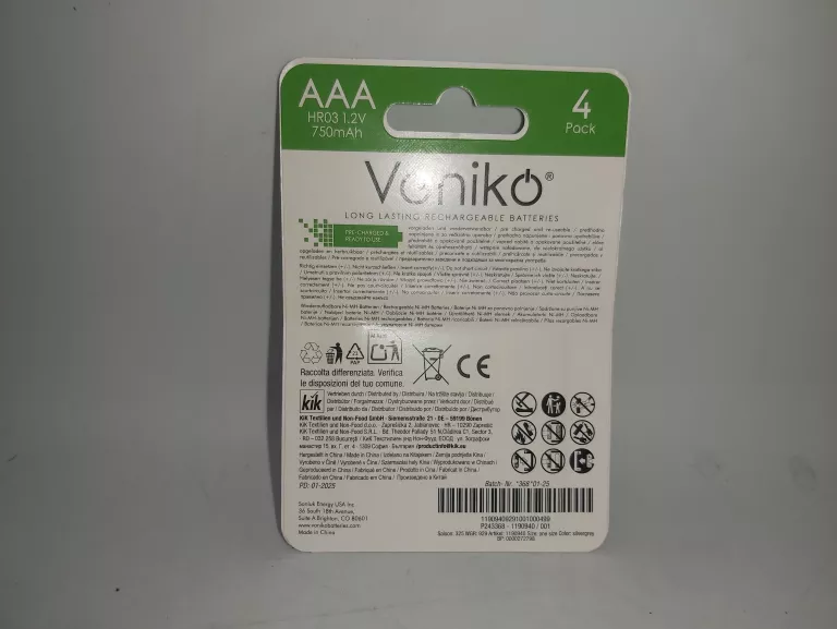 AKUMULATORKI VONIKO AAA 750 MAH 4 SZT