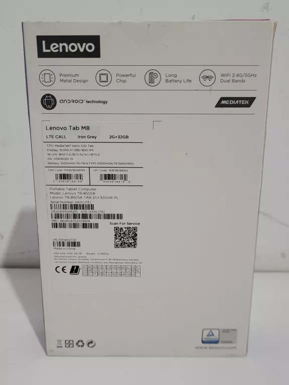 TABLET 8" LENOVO TAB M8 MODEL TB-8505X 2/32 GB ZESTAW