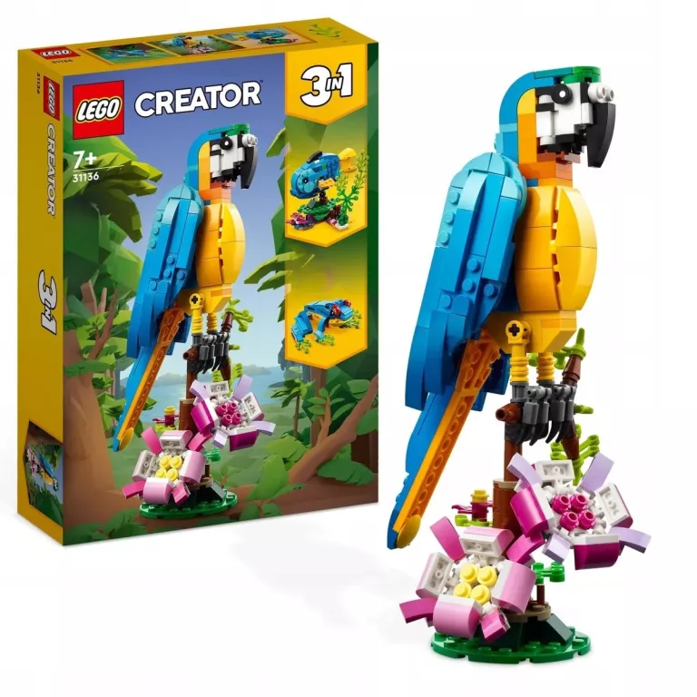 ORYGINALNE KLOCKI LEGO 31136 CREATOR 3W1 - EGZOTYCZNA PAPUGA