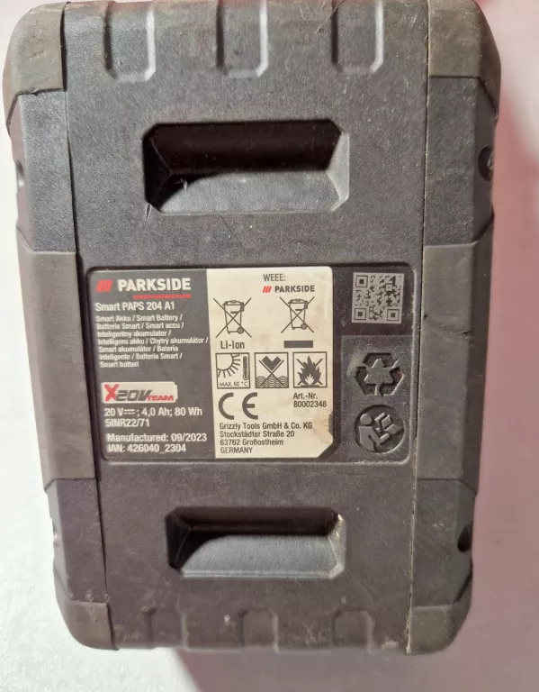 SZLIFIERKA PARKSIDE PWSA 20 LI F4 + AKU PARKSIDE PAPS 204 A1