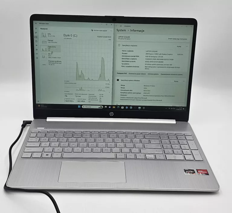 LAPTOP HP 15S-EQ2470NW RYZEN3 8GB 512GB WIN11H + ZASILACZ
