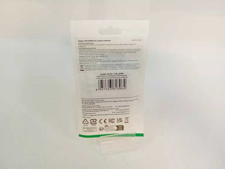 PRZEJŚCIÓWKA ADAPTER MICRO USB (MĘSKI) - USB-A (ŻEŃSKI) OTG PŁASKI 0.15M -