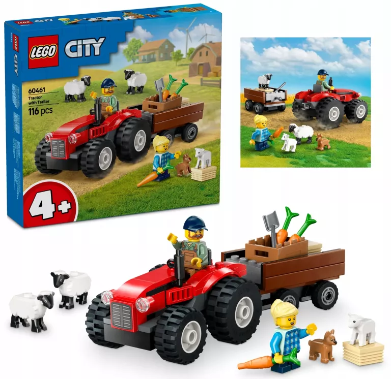 LEGO CITY 60461 CZERWONY TRAKTOR Z PRZYCZEPĄ I OWCĄ USZKODZONY KARTON