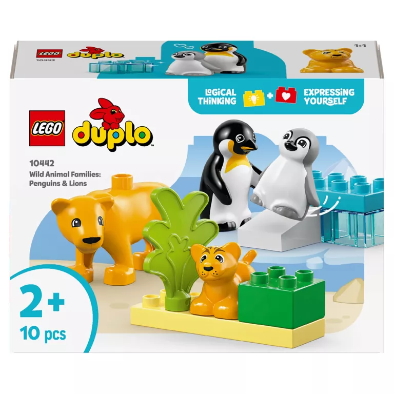 LEGO DUPLO 10442 RODZINY DZIKICH ZWIERZĄT PINGWINY I LWY USZKO.KARTON