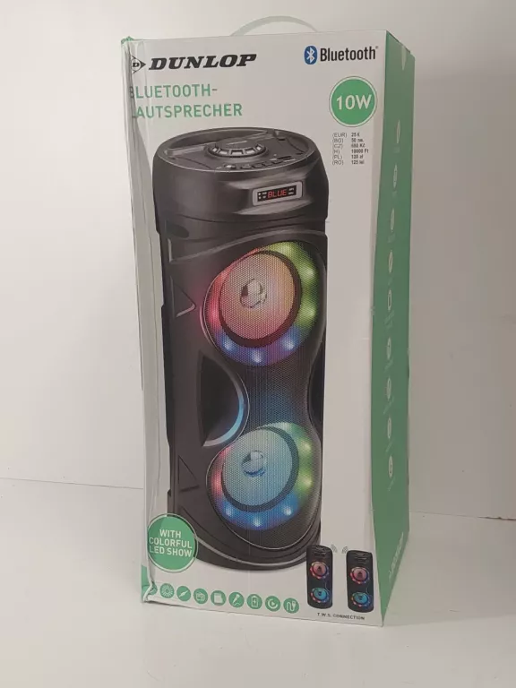 GŁOŚNIK MOBILNY BEZPRZEWODOWY BLUETOOTH DUNLOP D684 AUX USB SD 20W CZARNY