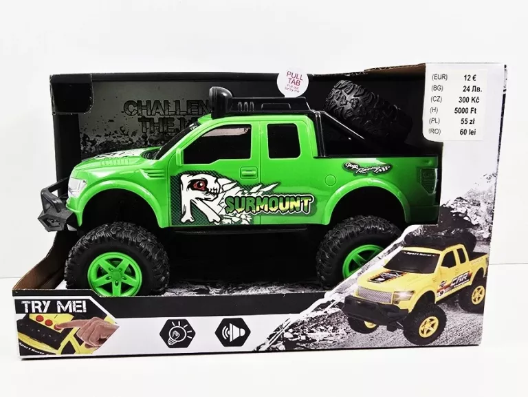 AUTKO PICKUP Z DIODAMI LED I DZWIĘKIEM (ZIELONY) (NAPĘD: FRICTION POWER)