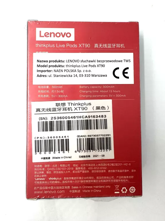 SŁUCHAWKI BEZPRZEWODOWE LENOVO THINKPLUS XT90