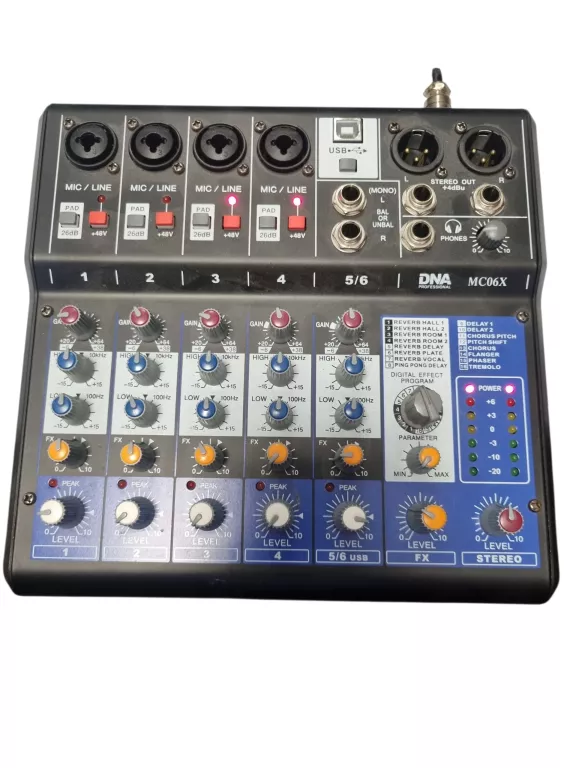 DNA MC06X ANALOGOWY MIKSER AUDIO INTERFEJS USB 6 KANAŁÓW CZARNY