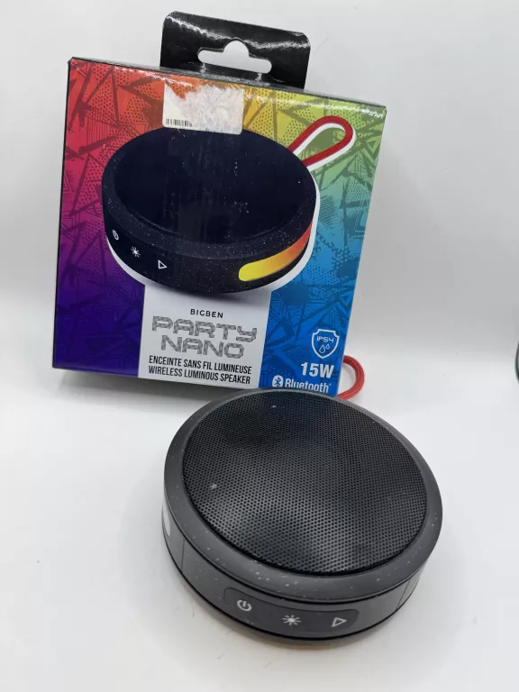 GŁOŚNIK BLUETOOTH PARTY NANO BIG BEN PODŚWIETLENIE 15W CZARNY KOMPLET