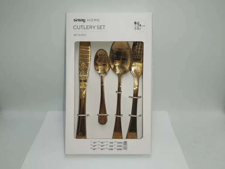 SINSAY HOME SZTUĆCE KOLOR ZŁOTY DEKOR SET 16 KOMPLET!!!