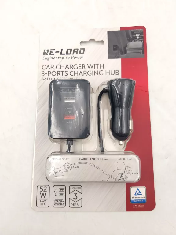 ŁADOWARKA SAMOCHODOWA , USB 3.1 TYP C NL PRODACTION 3100 MA