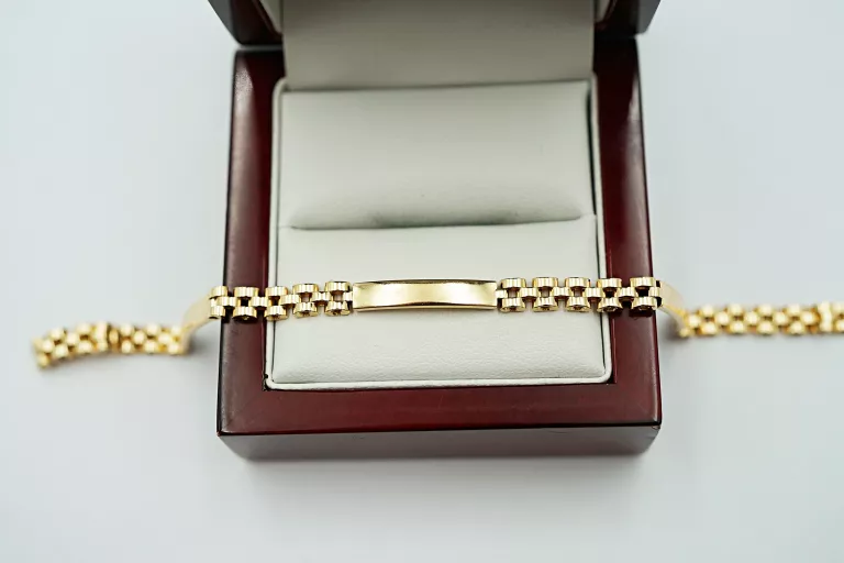 MĘSKA OZDOBNA ZŁOTA BRANSOLETKA PR.585 14K 19CM