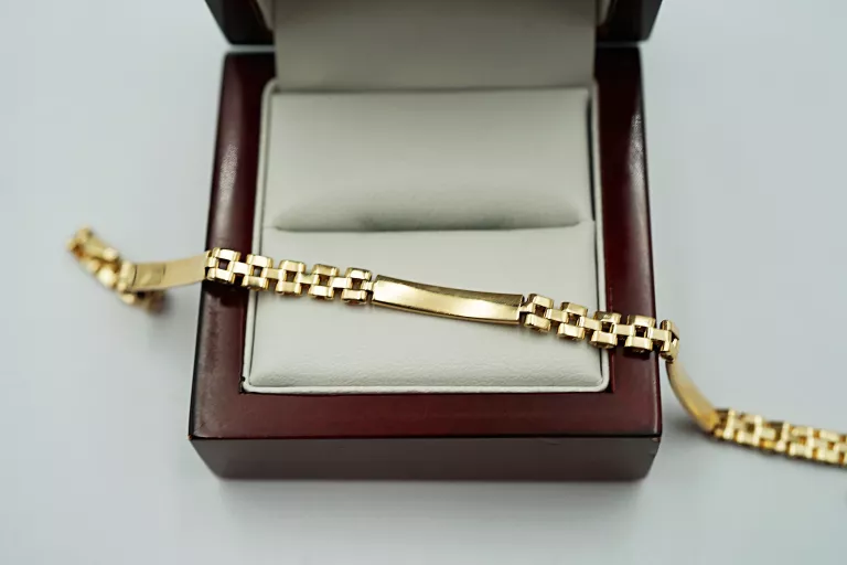 MĘSKA OZDOBNA ZŁOTA BRANSOLETKA PR.585 14K 19CM