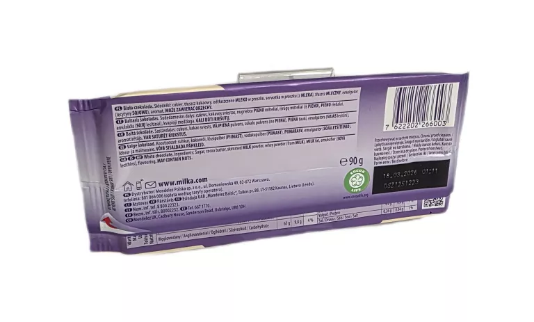 CZEKOLADA MILKA WHITE 90G