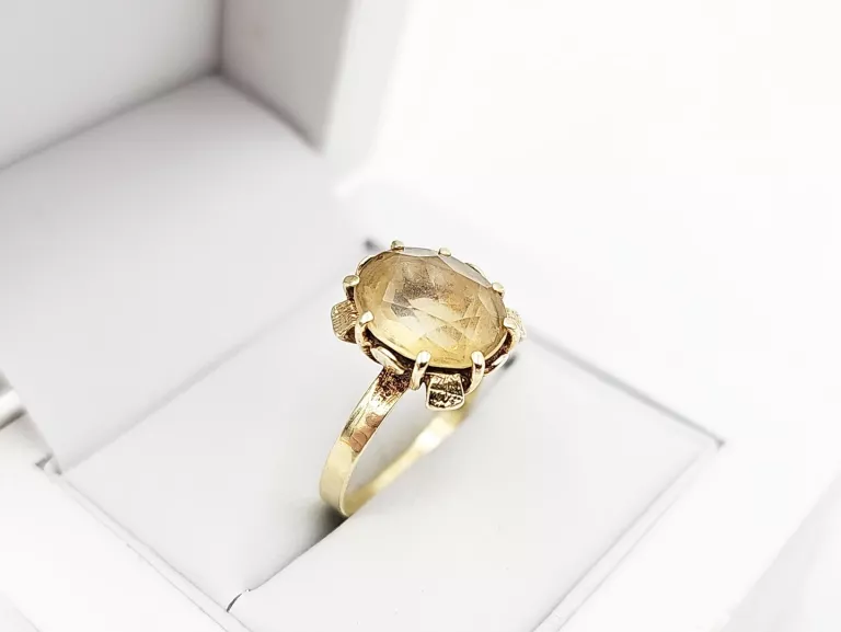 PIĘKNY ZŁOTY PIERŚCIONEK Z KAMIENIEM 585 R. 17