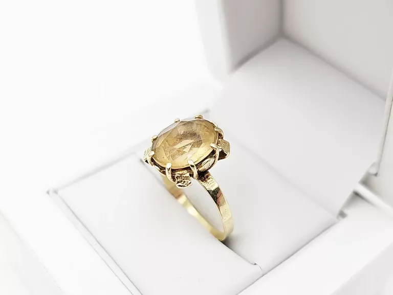 PIĘKNY ZŁOTY PIERŚCIONEK Z KAMIENIEM 585 R. 17