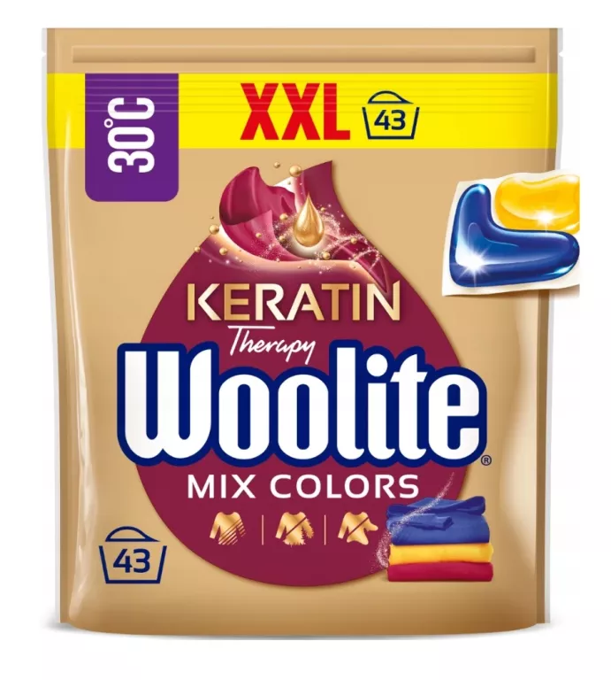 WOOLITE KAPSUŁKI Z KERATYNĄ DO PRANIA COLOR 43 SZT.