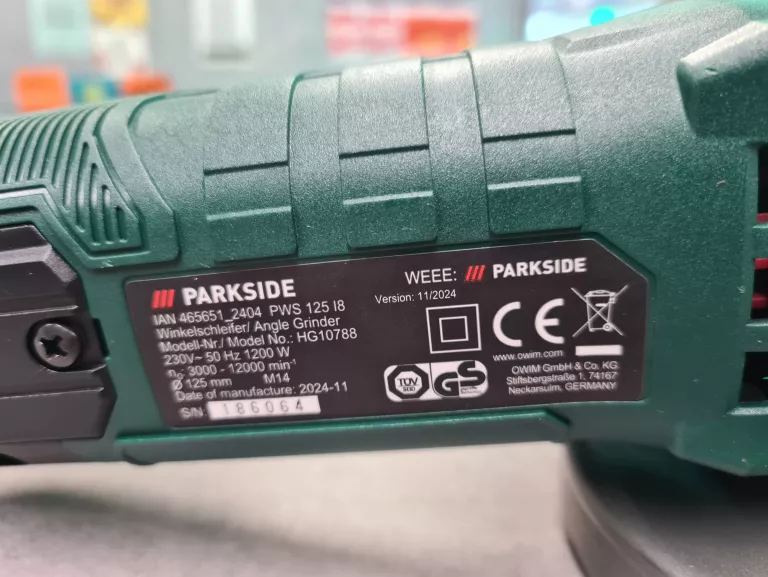 SZLIFIERKA KĄTOWA PARKSIDE PWS 125 I8 1200 W