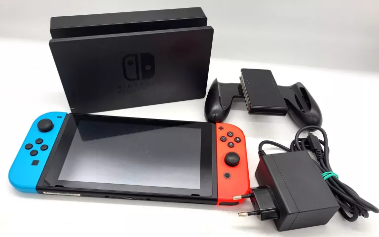 KONSOLA NINTENDO SWITCH HAC-001 + PRZYSTAWKA TV + ŁADOWARKA + UCHWYT