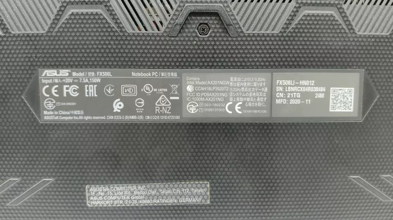 ASUS TUF GAMING FX506LI I5-10300/8GB/512 (HASŁO NA BIOS)