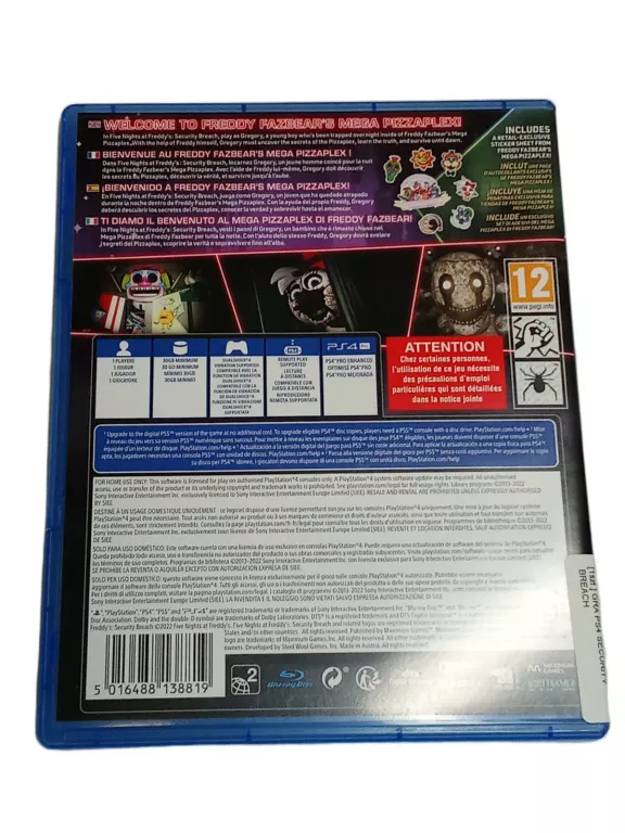 GRA PS4 FIVE NIGHTS AT FREDDYS SECURITY BREACH