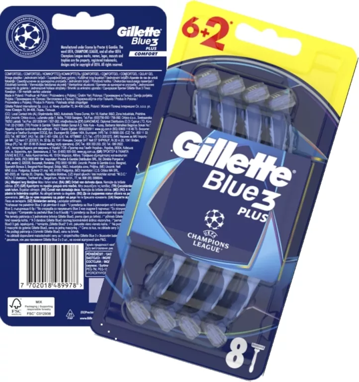 MASZYNKI JEDNORAZOWE DO GOLENIA GILLETTE BLUE 3 COMFORT PLUS 8 SZTUK