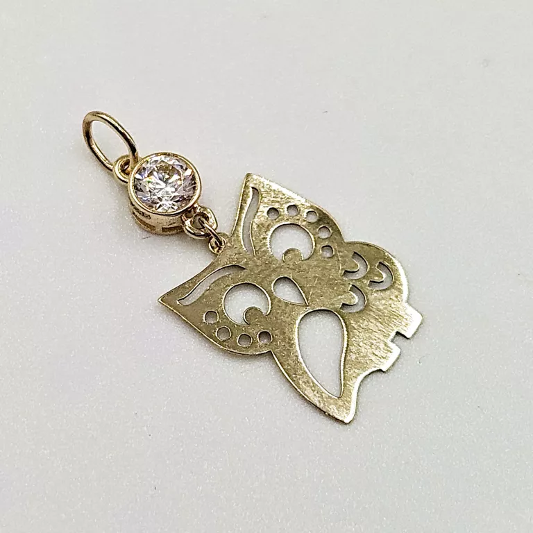 NIENOSZONA ZŁOTA ZAWIESZKA Z CYRKONIĄ SOWA 585 0.84G 2,5CM