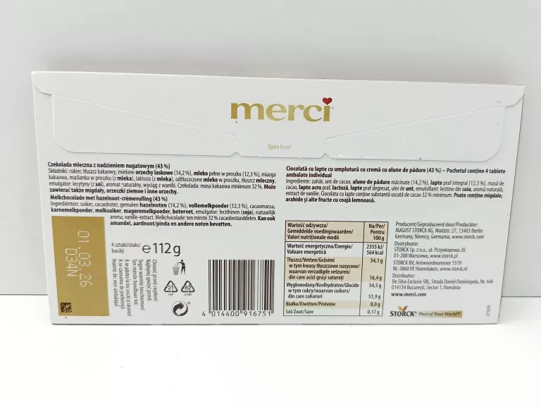 CZEKOLADA MERCI NUGAT NUGATOWA ORZECH
