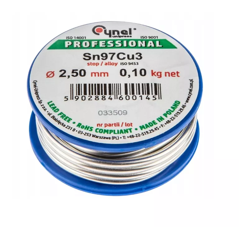 DRUT LUTOWNICZY 97%SN 3%CU DRUT 2.5 MM 100 G