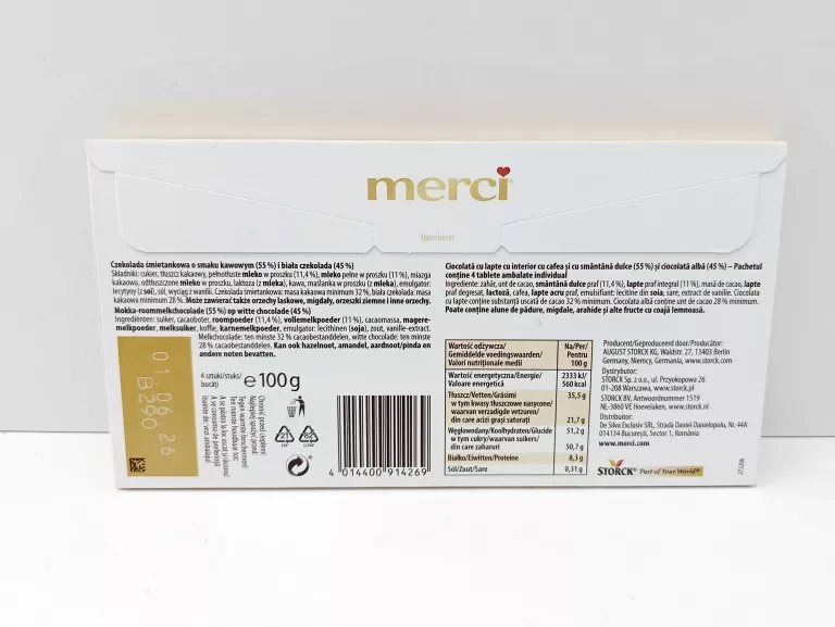 STORCK MERCI CZEKOLADA ŚMIETANKOWA KAWA Z MLEKIEM